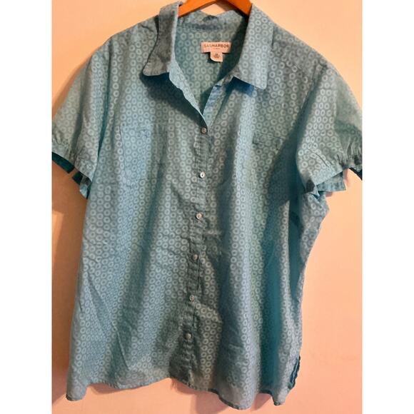 Sag Harbor Wom 2X short Sleeve Button Shirt Top - Picture 1 of 9